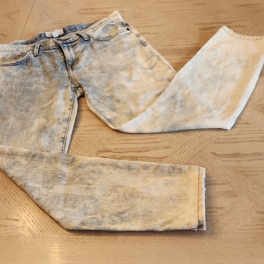 Current/Elliott The Stiletto Crazy Wash 80's Skinny Blue&Cream Cropped Jeans S29